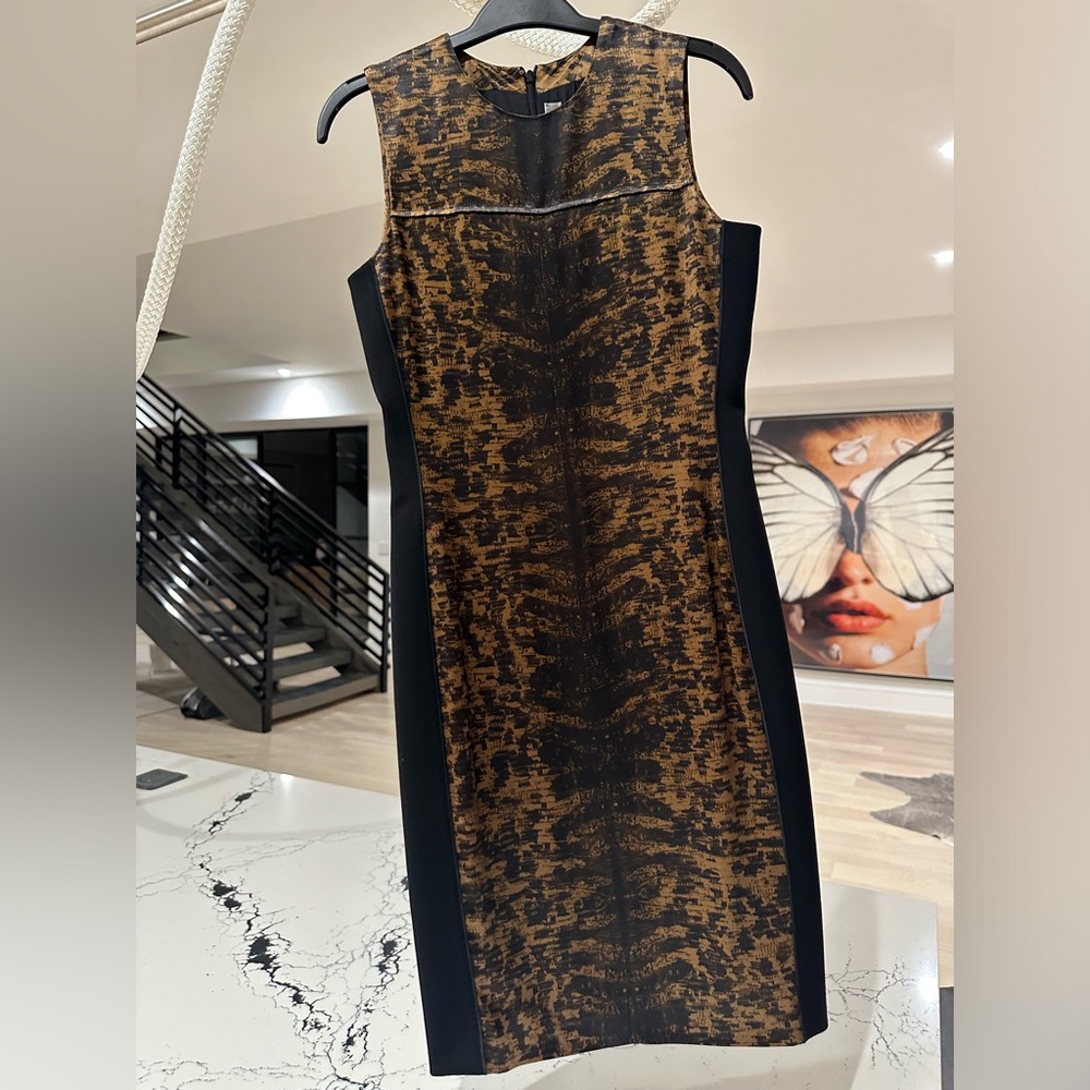 Reed Krakoff silk midi A line dress in animal print